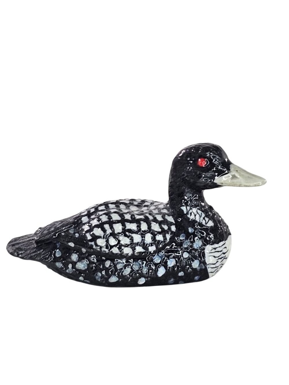 Klima Porcelain Loon Swimming Miniature Figurine Collectible Duck Black & White